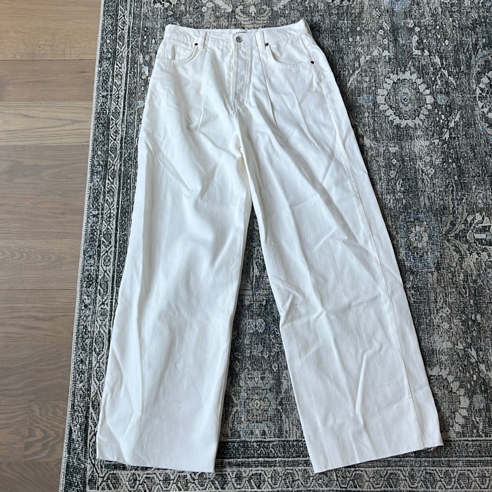 Reformation Pleated Reworked High Rise Wide Leg Jeans - Picture 4 of 7